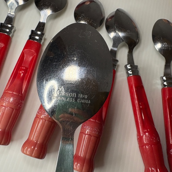 Coca Cola Silverware Flatware Vintage 25 Piece Red Coke Bottle Handle Gibson - Picture 11 of 13